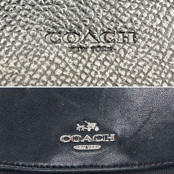 Coach Black Signature Canvas & Leather Wallet Trifold Clutch Organizer - Picture 11 of 14